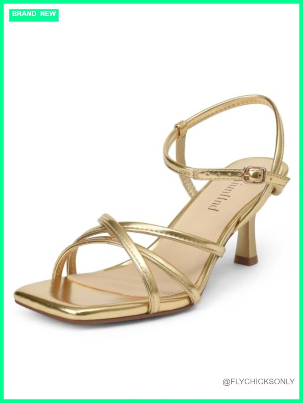 Kitten Heels for Women Strappy Square Open Toe Sandals 2.5 inch